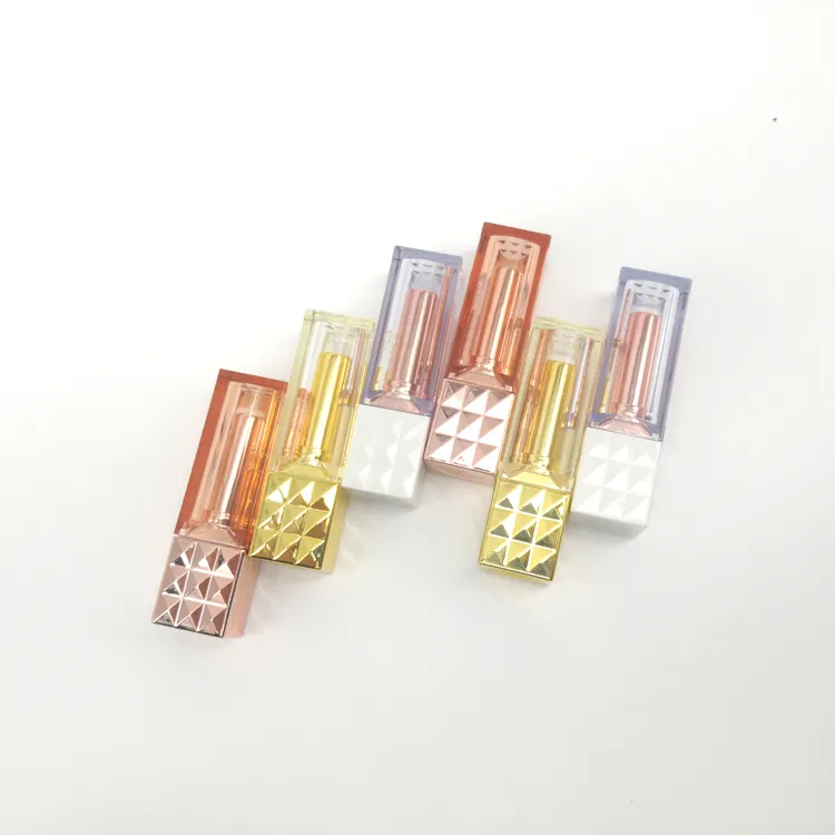 KH004 in stock lipstick case plastic square rose gold empty lipstick tube packaging