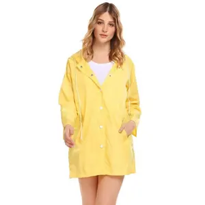 亚马逊顶级卖家 2019 时尚定制设计聚酯尼龙织物乙烯基 PVC 雨披夹克黄色女式雨衣