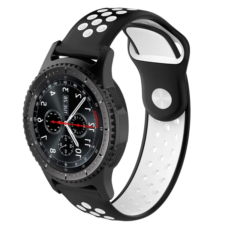 22mm universal dual double color silicone rubber watch bracelet band for samsung gear s3 frontier