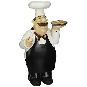 Schöne harz halten pizza chef figurine für küche dekoration