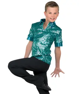 2017 new blue boy sequin dance costumes,boy clothing kids Boy-2017-004