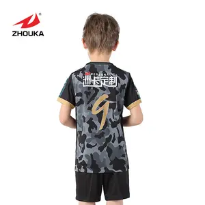 Zhouka toptan fiyat satış çocuklar için giyim futbol forması tişörtleri futbol