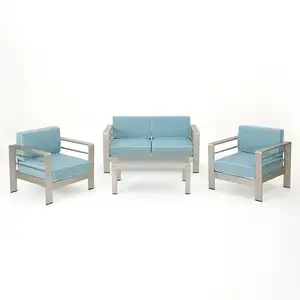 Penjualan laris set sofa aluminium Taman kualitas tinggi furnitur dek sofa luar ruangan furnitur lounge teras Villa resor Hotel