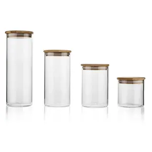 Klar Luftdichten Glas Lagerung Jar Mit Bambus Deckel für Küche
