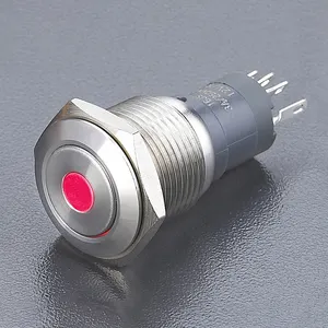 Botão de pressão iluminado com ponto de interruptor LED à prova d'água de 16 mm personalizado