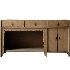 Chinese antique finish 2-door solid wood reclaimed rustic TV stand storage drawer antique furniture supplier TV cabinet