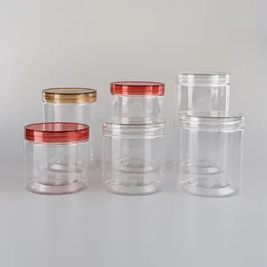 Plastic Container Jars Wholesale PET Clear Lid Hermetic Cosmetic Plastic Cream Storage Container Kitchen Jars 8oz 10oz 16oz