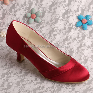Chaussures en tissu <span class=keywords><strong>rouge</strong></span> vin à talons bas - Product Image 1