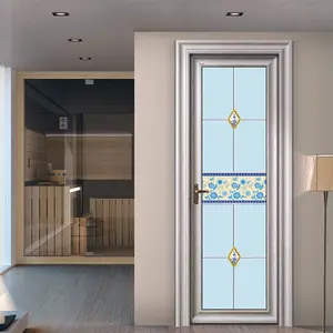 Frasco de vidrio esmerilado de alta calidad de vidrio templado puerta de aluminio para Baño