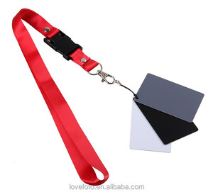 Accessoires pour appareil photo 3 en 1 Grande taille (17*12) Cartes d'équilibrage blanc noir gris Carte grise 18% avec sangle de cou pour la photographie numérique - Product Image 3