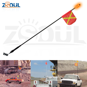 10ft 12ft LED Bandera de advertencia de seguridad látigos con negro más resorte de liberación rápida Base LED minería - Product Image 2