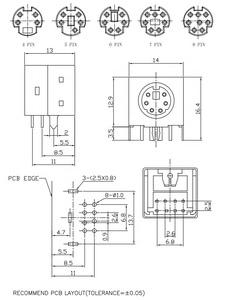 Connecteur Mini Din 6P de type soudure pour circuit imprimé d'ordinateur à 90 degrés - Product Image 5