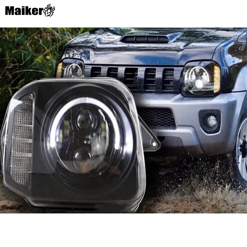 4X4 Off Road Led Koplamp Met Angel Eyes Voor Suzuki Jimny Accessoires Power Lamp