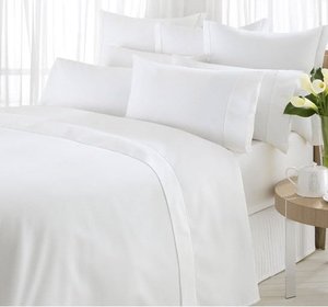 200 T <span class=keywords><strong>percale</strong></span> uni blanc 100% coton drap <span class=keywords><strong>de</strong></span> lit <span class=keywords><strong>ensemble</strong></span> avec taille et design personnalisés - Product Image 2