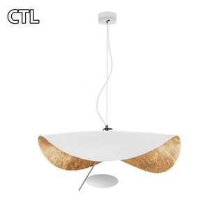 Trong nhà vàng đen sang trọng kim loại hat ánh sáng mặt dây chuyền lá trang trí hiện đại dẫn đèn chùm cho khách sạn nhà - Product Image 3