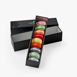 Boîte d'emballage en papier haut de gamme pour Macarons, boîte de luxe en carton rigide noir pour emballage de Macarons ou de Desserts