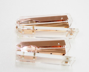 <span class=keywords><strong>HUISEN</strong></span>-Juego de grapadora acrílica para oficina, placa de Metal, oro rosa patentado - Product Image 4
