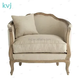 KVJ-7607 francese dell'annata bracciolo in legno tessuto divano letto singolo