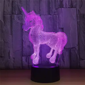 Gran oferta de luz nocturna de unicornio 3D para niños, 7 colores, <span class=keywords><strong>sensor</strong></span> táctil, cargador USB, lámpara de escritorio de mesa LED para regalo de Navidad, decoración de habitación - Product Image 1