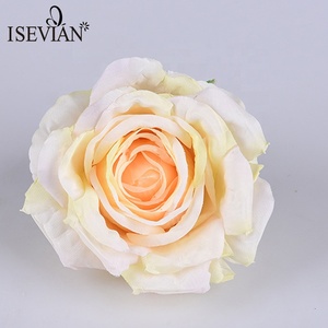 ISEVIAN commercio all'ingrosso di alta qualità del tessuto <span class=keywords><strong>fiore</strong></span> teste <span class=keywords><strong>scuro</strong></span> <span class=keywords><strong>viola</strong></span> e champagne fiori artificiali rosa teste - Product Image 3