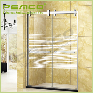 Nuevamente diseño rueda colgante acero inoxidable 304 puertas correderas <span class=keywords><strong>de</strong></span> cristal sin marco ducha pantalla - Product Image 4