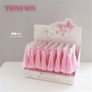 school stationery items list latest design pink tassel fancy mini gel pen 1574