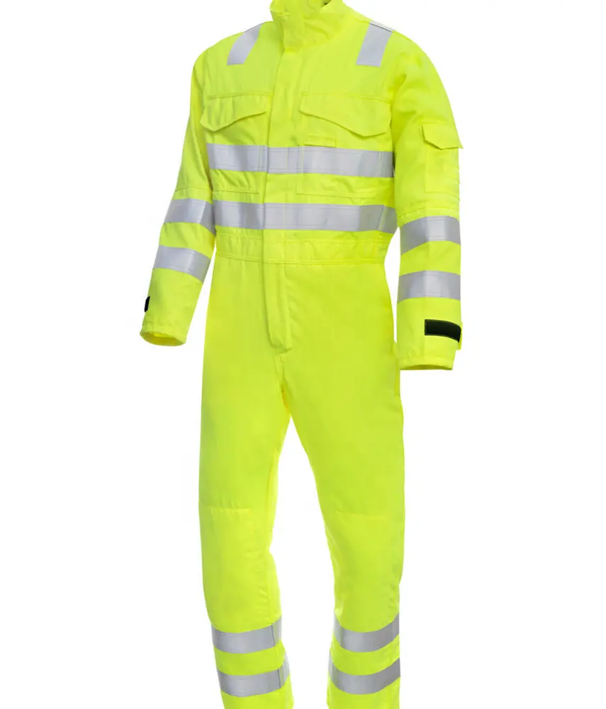 hochwertige fr baumwolle sicherheit hi-vis gelb Überzug für herren hi-vis arbeiteruniform bauanzug hivis benutzerdefinierter elektriker