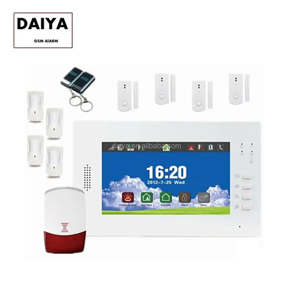 Daiya sistema de alarme de segurança, gsm sms, tela de toque completa, fabricante de alarme profissional DY-X6