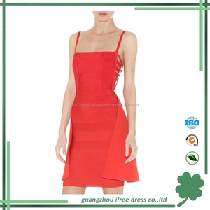 Sandía roja correa de espagueti una línea vestido del vendaje 2015 - Product Image 1