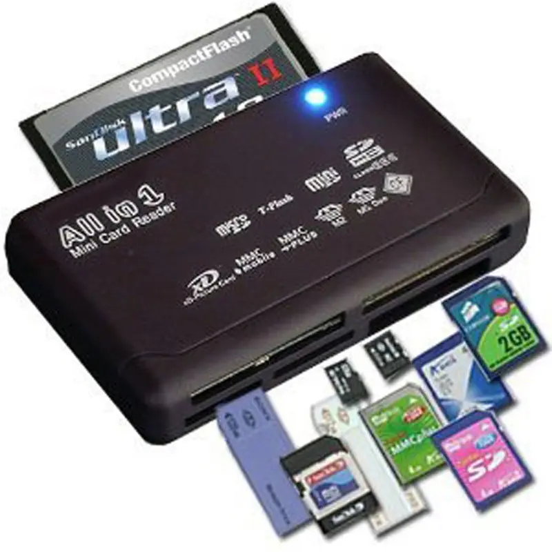 Hoge Kwaliteit Alles In Een Usb Externe Geheugenkaart Sd Mini Micro M2 Mmc Xd Cf Reader Zwart