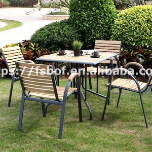 Conjunto de Comedor para Exteriores para Todo Clima: Mesa y Sillas de Madera Natural (4 Piezas) para Jardín/<span class=keywords><strong>Terraza</strong></span> de Cafetería - Product Image 2