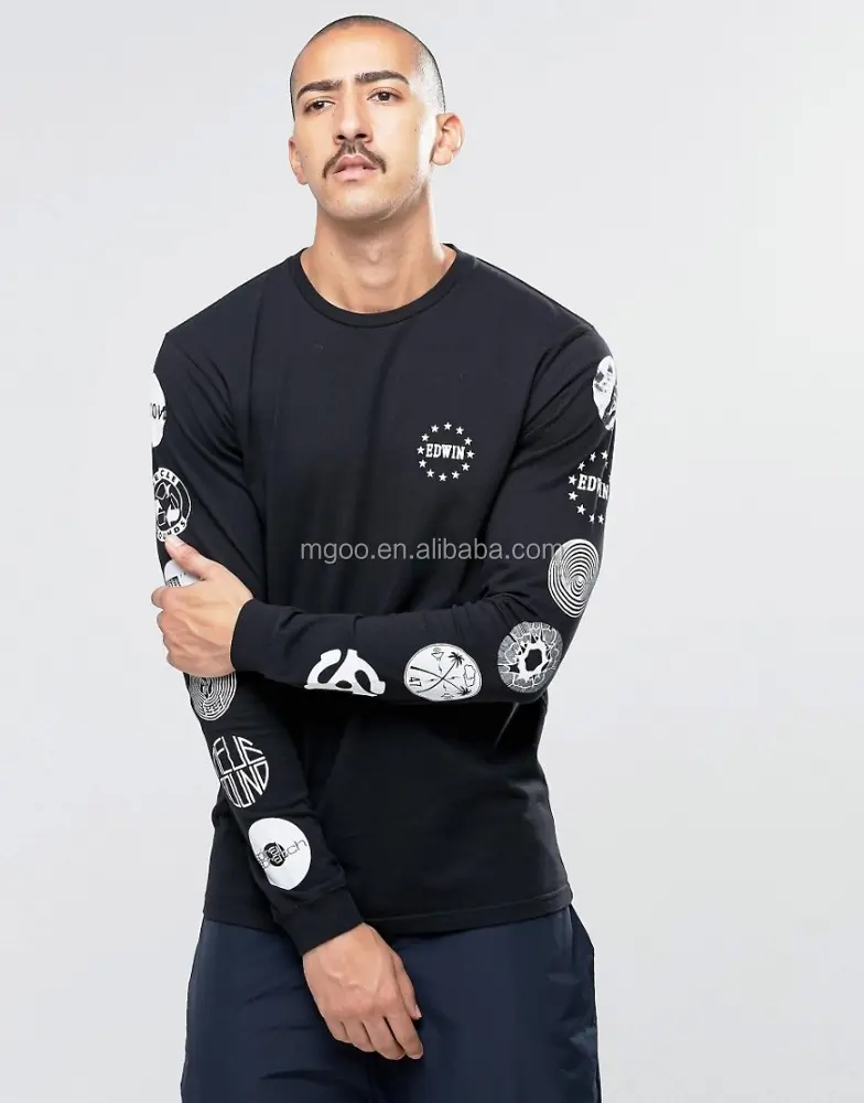 MGOO เสื้อยืดแขนยาวแบบกำหนดเอง,เสื้อคอกลมพิมพ์ลายจากจีนผู้ผลิต Alibaba