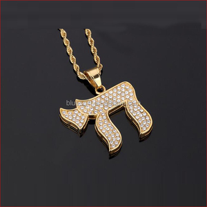 Collana con Ciondolo Simbolo Ebraico in Acciaio Inossidabile Blues RTS, Colore Oro - Product Image 3