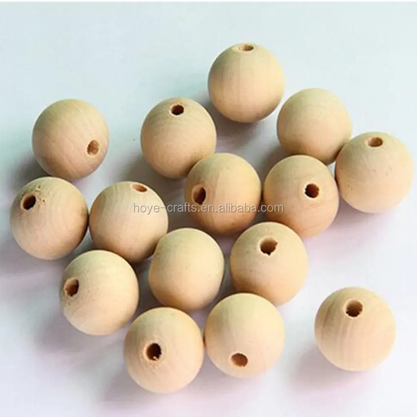Popular 10mm Wooden Beads With Hole Wood Round Ball Solid Natural Wooden Bead Accessories