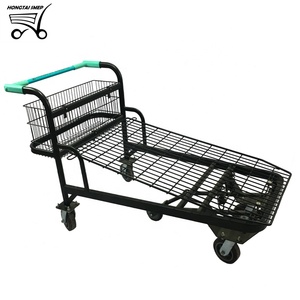 सुपरमार्केट भारी क्षमता रसद धातु कार्गो मंच गोदाम ट्राली - Product Image 3