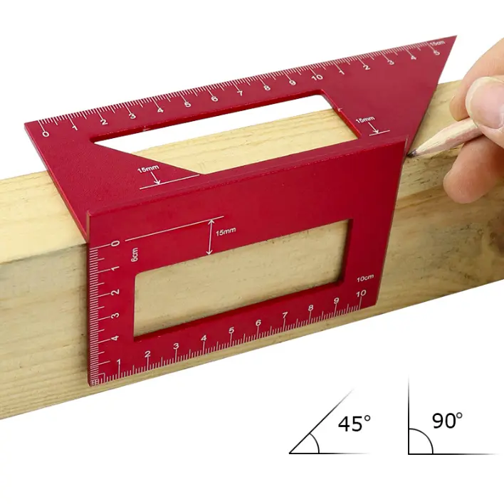 L-HT45アルミニウム定規角度測定スクライバー45 & 90度T型定規木工測定ツール
