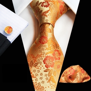 Corbata de Seda Clásica para Hombre, <span class=keywords><strong>Corbatas</strong></span> Florales Rojas y Azules, Pañuelo de Bolsillo para Fiesta de Boda, Gemelos, Conjunto de Corbata de Lujo para Hombre - Product Image 2