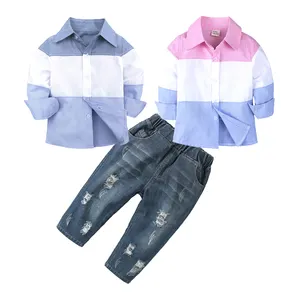 1 to 7 years autumn kid clothing boy long sleeve shirt long pants set