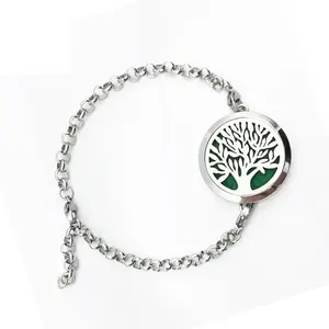 Древо жизни медальон кулон браслет-цепочка из нержавеющей стали ювелирные изделия браслет арома-диффузор для эфирных масел, браслет для женщин