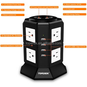 Ổ Cắm Điện Thông Minh 8 Ổ Cắm AC <span class=keywords><strong>4</strong></span> Ổ Cắm Tháp USB Với Dây Mở Rộng 2M - Product Image 3