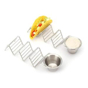Lot de 2 supports à tacos mexicains en acier inoxydable, 3 supports de rangement pour tacos à coque dure avec tasse à sauce pour la cuisson au lave-vaisselle - Product Image 5
