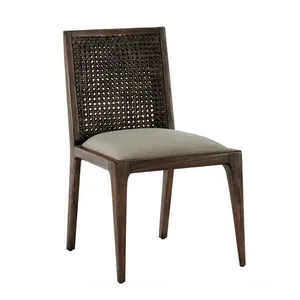 Solid Wood Restaurant Chair DC-132 Tropical Design Restaurant Furniture Solid Wood Frame Rattan Dining Chair