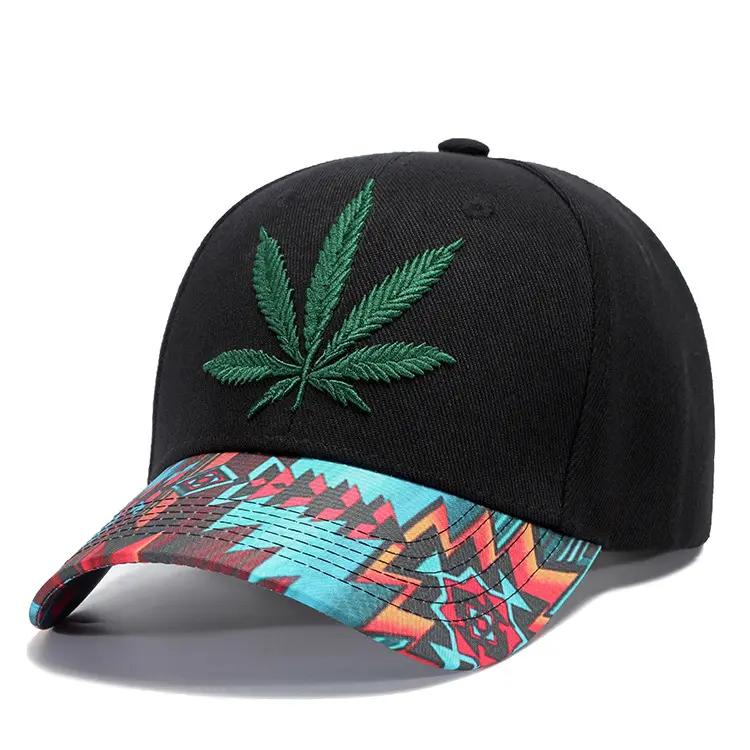 Çok renkli Rasta ot yaprak Pot düz baskılı Snapback şapka beyzbol şapkası şapka baskılı geometrik şekil aztek ağız beyzbol şapkaları
