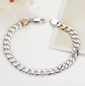 Custom Size <strong>Solid</strong> 925 Sterling <strong>Silver</strong> Fashion Jewelry Cuban Curb Chain <strong>Bracelet</strong> and Necklace 3mm 4mm 5mm 6mm - Product Image 2