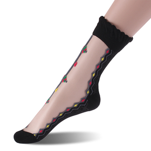 2023 chaud cristal dentelle Nylon femmes cheville <span class=keywords><strong>chaussettes</strong></span> pure nylon coton <span class=keywords><strong>chaussettes</strong></span> minces - Product Image 3