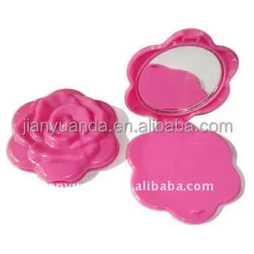 promotion mini mirror rose shape / plastic mirror / wholesale pocket mirrors / wedding thank you gifts for guest compact mirror