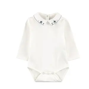 Plain white colors infant clothing 100% organic cotton nature bodysuit for baby girl