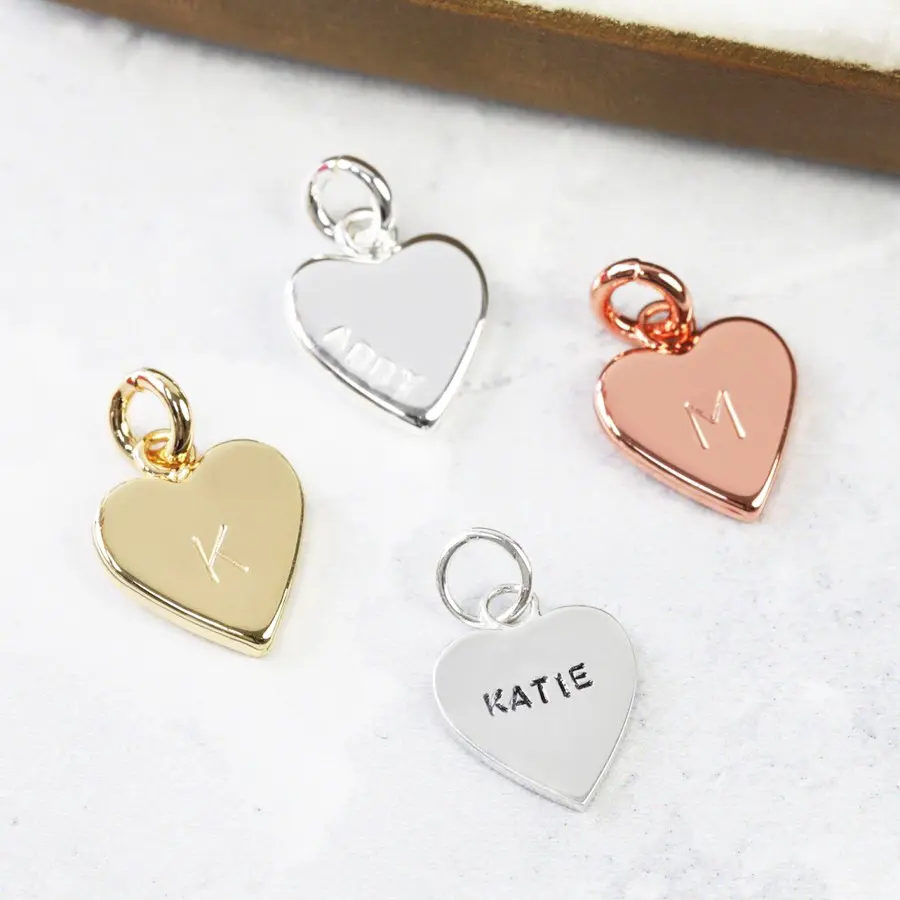 Custom Accessories Stainless Steel Jewelry Personalized Engravable Gold jewelry Blanks Tags Heart Charm Pendant For Necklace