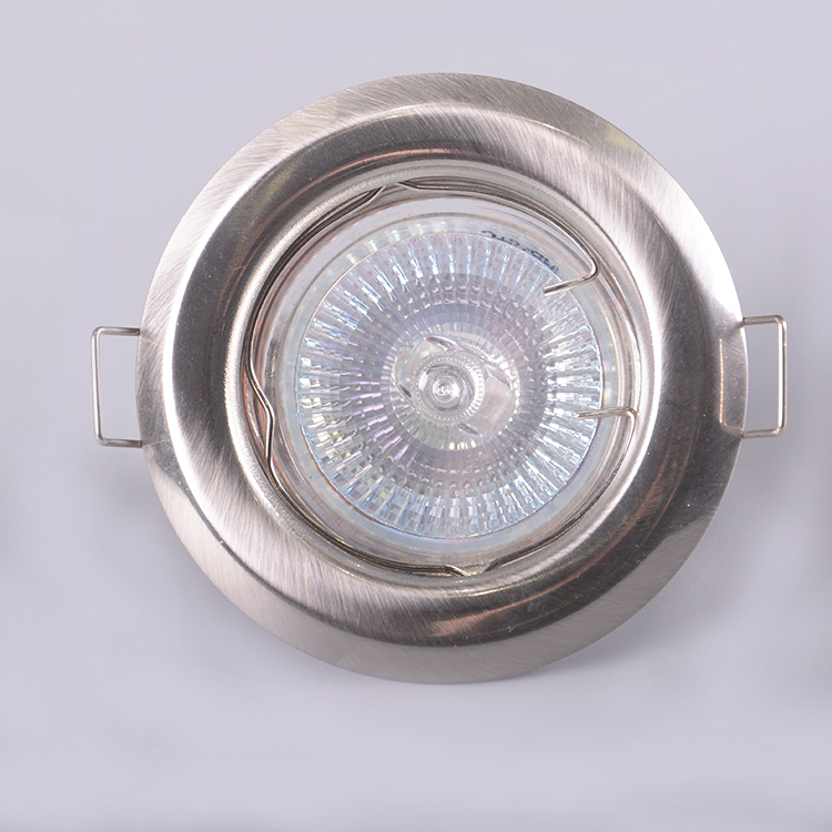 Satin Nickel Pressing Metal Round Gu10 Led Recessed Down Light Fixtures