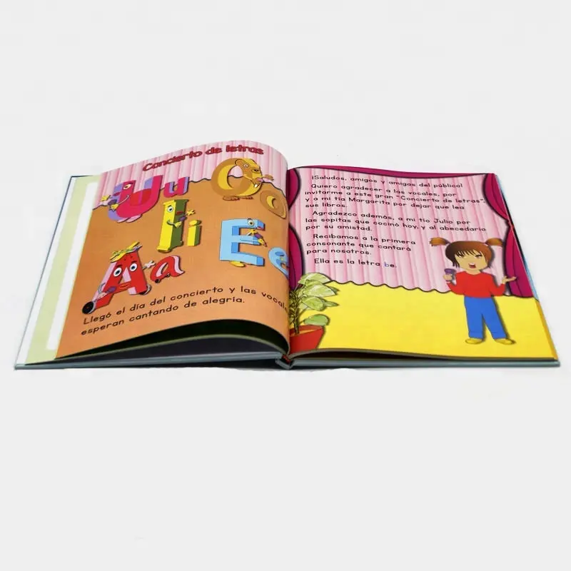 2024 design di libri di storia in lingua inglese con copertina rigida personalizzata per bambini